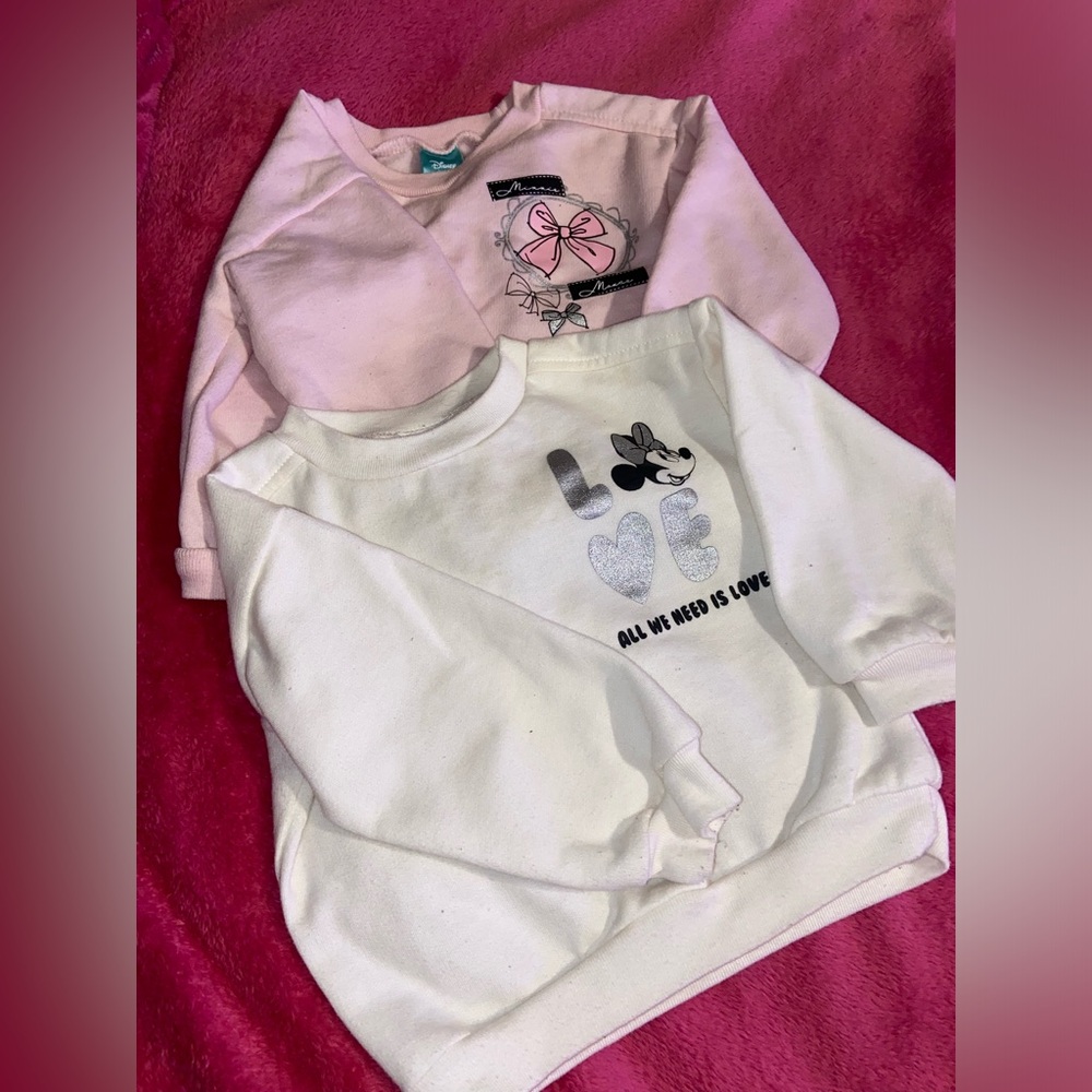 Disney White and Pink Sweatshirts with Graphic Design